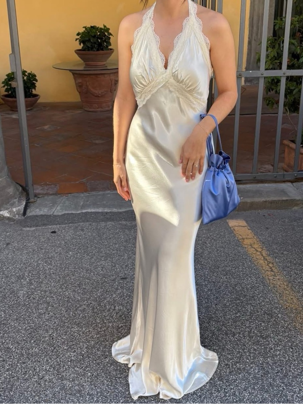REVOLVE Tonya Halter Maxi Dress in Creme
